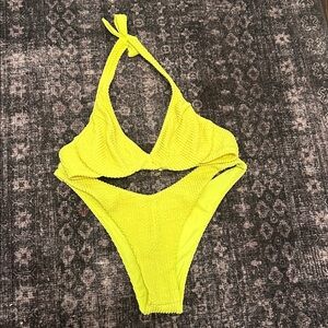 Neon Yellow Textured Bikini Set from luli fama medium